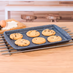 COMBO-8615A Nightfall Stone 38 cm Baking Tray Set - Set of 3 Non-Stick Oven Tray, Oven Safe Up to 220C, Oven Sheet for Biscuits, Cookies & Chips,