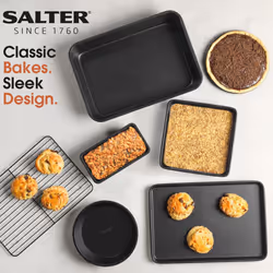 BW12572EU7 Bakes Stackable 7 Piece Bakeware Set â Non-Stick With Baking Tray, Cake Tin, Tart Tin, Loaf Pan, Brownie Pan, Roasting Tin, Cooling Rack,