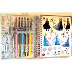 Elsa Anna colouring markers stencils activity notebook for kids