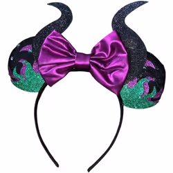 Maleficent Horned Headband Purple Sequin Halloween Party Wear One Size