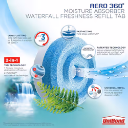 UniBond AERO 360? Moisture Absorber Waterfall Freshness Refill Tab, Aromatherapy, Ultra-Absorbent and Odour-Neutralising, for AERO 360? Dehumidifier,
