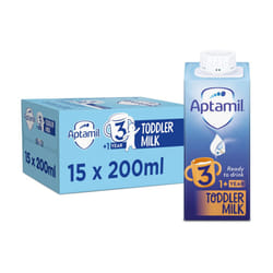 Aptamil 3 Toddler Baby Milk Ready to Use Liquid Formula, 1-3 Years, 200ml (Pack of 15),package may vary