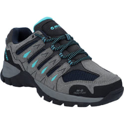 ) Hi-Tec Corzo Low PU Suede Women's Cool Grey/Navy Blue/Curacao Hiking Boots - Grey, 5 (Adults'