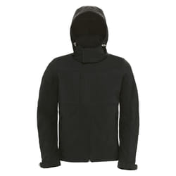B&C Mens Hooded Softshell Breathable, Waterproof & Windproof Jacket (Fleece Lining) - S, Black