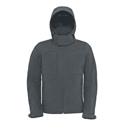 B&C Mens Hooded Softshell Breathable, Waterproof & Windproof Jacket (Fleece Lining) - S, Dark Grey