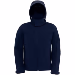 B&C Mens Hooded Softshell Breathable, Waterproof & Windproof Jacket (Fleece Lining) - S, Navy Blue