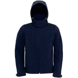 B&C Mens Hooded Softshell Breathable, Waterproof & Windproof Jacket (Fleece Lining) - S, Navy Blue