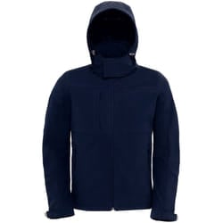 B&C Mens Hooded Softshell Breathable, Waterproof & Windproof Jacket (Fleece Lining) - 3XL, Navy Blue
