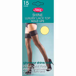 , Cream) Silky Womens/Ladies Shine Lace Top Hold Ups (1 Pair) - Medium (5ft-5ft8â