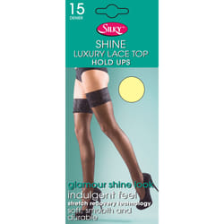 , Cream) Silky Womens/Ladies Shine Lace Top Hold Ups (1 Pair) - Medium (5ft-5ft8â