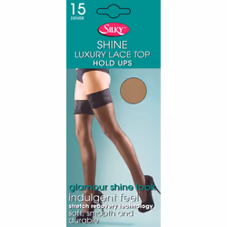 , Melon) Silky Womens/Ladies Shine Lace Top Hold Ups (1 Pair) - Medium (5ft-5ft8â
