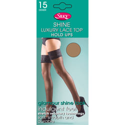 , Melon) Silky Womens/Ladies Shine Lace Top Hold Ups (1 Pair) - Medium (5ft-5ft8â