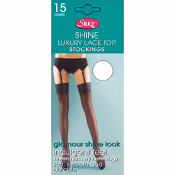 , White) Silky Womens/Ladies Shine Lace Stockings (1 Pair) - Medium (5ft-5ft8â