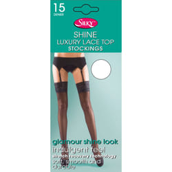 , White) Silky Womens/Ladies Shine Lace Stockings (1 Pair) - Medium (5ft-5ft8â