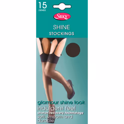 , Barely Black) Silky Womens/Ladies Shine Plain Top Stockings (1 Pair) - Medium (5ft-5ft8â