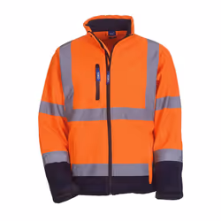 Yoko Mens Hi-Vis Sofshell Jacket - L, Hi Vis Orange/Navy