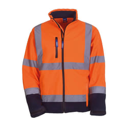 Yoko Mens Hi-Vis Sofshell Jacket - 4XL, Hi Vis Orange/Navy