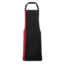 Premier Unisex Contrast Workwear Bib Apron - One Size, Black/ Red
