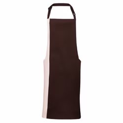 Premier Unisex Contrast Workwear Bib Apron - One Size, Brown/ Natural