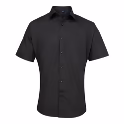 Premier Mens Supreme Heavy Poplin Short Sleeve Work Shirt - 17, Black
