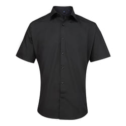 Premier Mens Supreme Heavy Poplin Short Sleeve Work Shirt - 17, Black