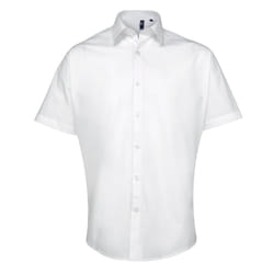 Premier Mens Supreme Heavy Poplin Short Sleeve Work Shirt - 17.5, White