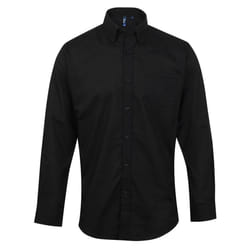Premier Mens Signature Oxford Long Sleeve Work Shirt - 18, Black