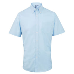 Premier Mens Signature Oxford Short Sleeve Work Shirt - 15.5, Light Blue