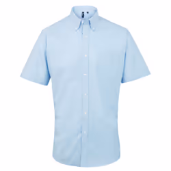 Premier Mens Signature Oxford Short Sleeve Work Shirt - 19, Light Blue