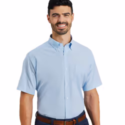 Premier Mens Signature Oxford Short Sleeve Work Shirt - 19, Light Blue