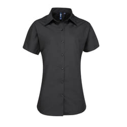 Premier Womens/Ladies Supreme Heavy Poplin Short Sleeve Work Shirt - 22, Black