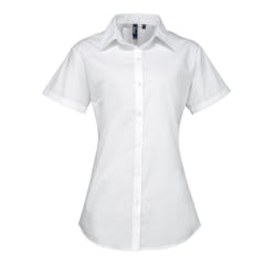 Premier Womens/Ladies Supreme Heavy Poplin Short Sleeve Work Shirt - 22, White