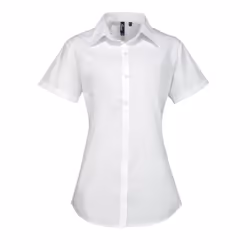 Premier Womens/Ladies Supreme Heavy Poplin Short Sleeve Work Shirt - 26, White