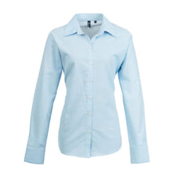 Premier Womens/Ladies Signature Oxford Long Sleeve Work Shirt - 18, Light Blue