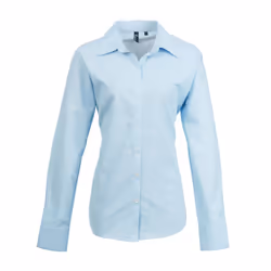 Premier Womens/Ladies Signature Oxford Long Sleeve Work Shirt - 26, Light Blue
