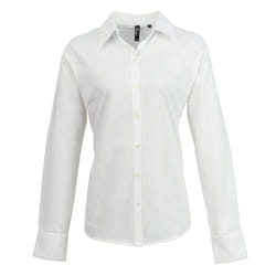 Premier Womens/Ladies Signature Oxford Long Sleeve Work Shirt - 18, White