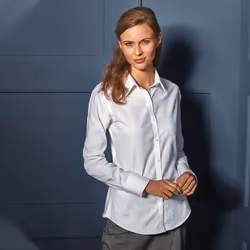 Premier Womens/Ladies Signature Oxford Long Sleeve Work Shirt - 18, White