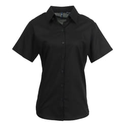 Premier Womens/Ladies Signature Oxford Short Sleeve Work Shirt - 18, Black