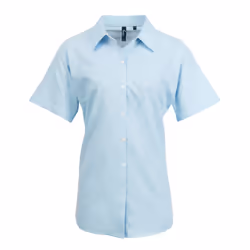 Premier Womens/Ladies Signature Oxford Short Sleeve Work Shirt - 14, Light Blue