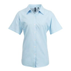 Premier Womens/Ladies Signature Oxford Short Sleeve Work Shirt - 14, Light Blue