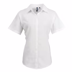 Premier Womens/Ladies Signature Oxford Short Sleeve Work Shirt - 18, White