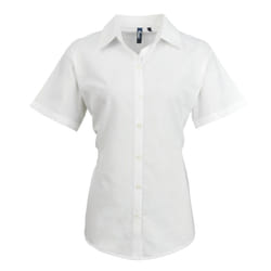 Premier Womens/Ladies Signature Oxford Short Sleeve Work Shirt - 18, White