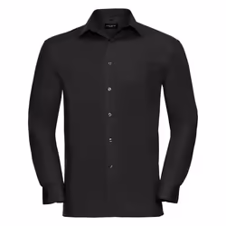 Russell Mens Long Sleeve Pure Cotton Work Shirt - 3XL, Black