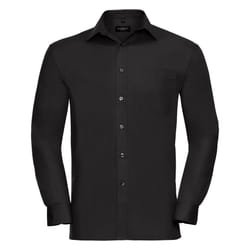 Russell Mens Long Sleeve Pure Cotton Work Shirt - 3XL, Black