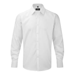 Russell Mens Herringbone Long Sleeve Work Shirt - 14.5, White