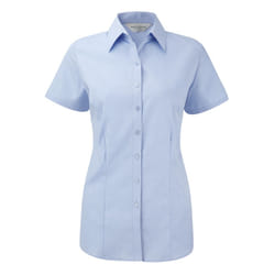 Russell Womens/ladies Herringbone Short Sleeve Work Shirt - 3XL, Light Blue
