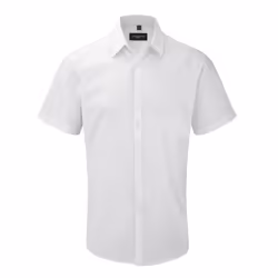 Russell Mens Short Sleeve Herringbone Work Shirt - 19.5, White