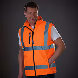 Yoko Mens Hi Vis Softshell Bodywarmer / Workwear - M, Hi Vis Orange
