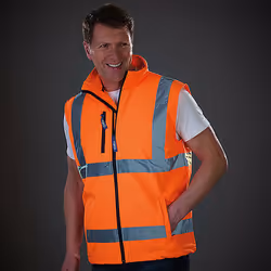 Yoko Mens Hi Vis Softshell Bodywarmer / Workwear - 3XL, Hi Vis Orange