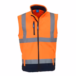 Yoko Mens Hi Vis Softshell Bodywarmer / Workwear - M, Hi Vis Orange/Navy